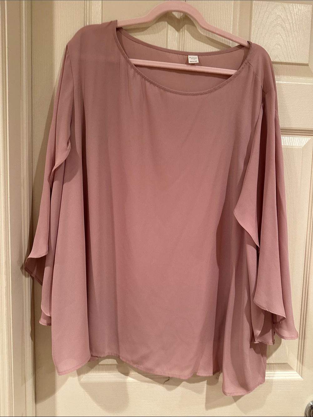Women's Dusty Rose Blouse - Flowing Sleeve Top